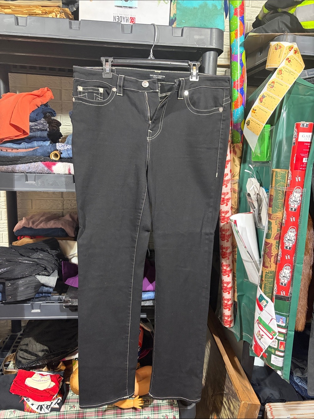 True Religion Black Straight Leg Jeans